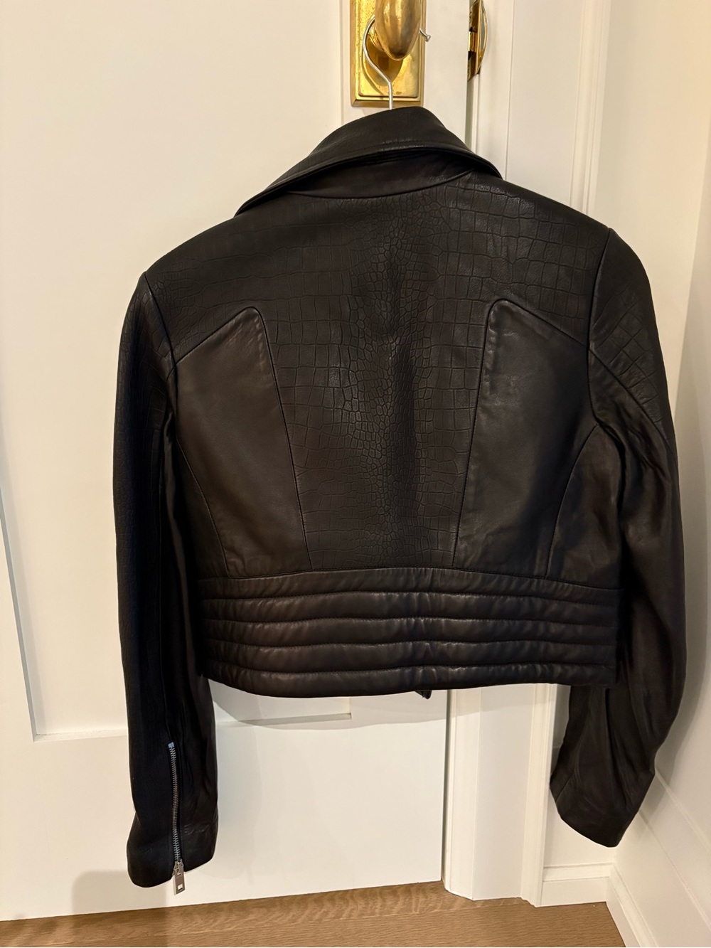 rag & bone Black Croc-Embossed Leather Moto Jacket - Picture 2 of 3